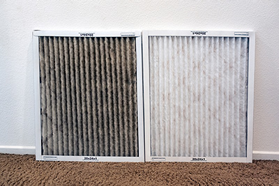 A comparison of clean and heater dirty air conditioning filters